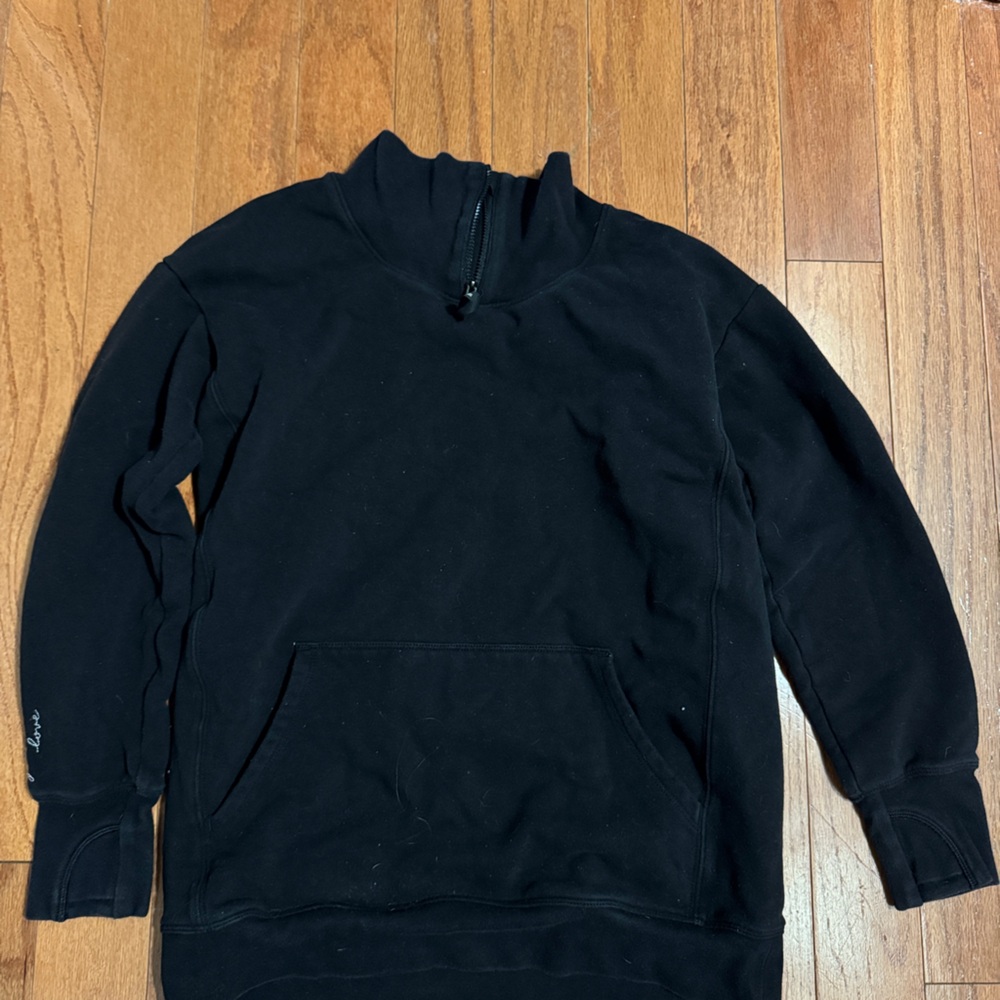 Athleta girls 1/4 Black Zip-Up Sweater